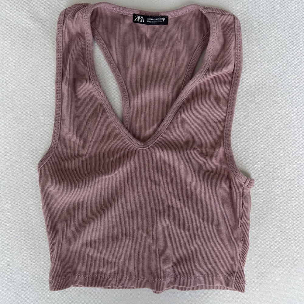 Zara Plunge Neck Cropped Tank